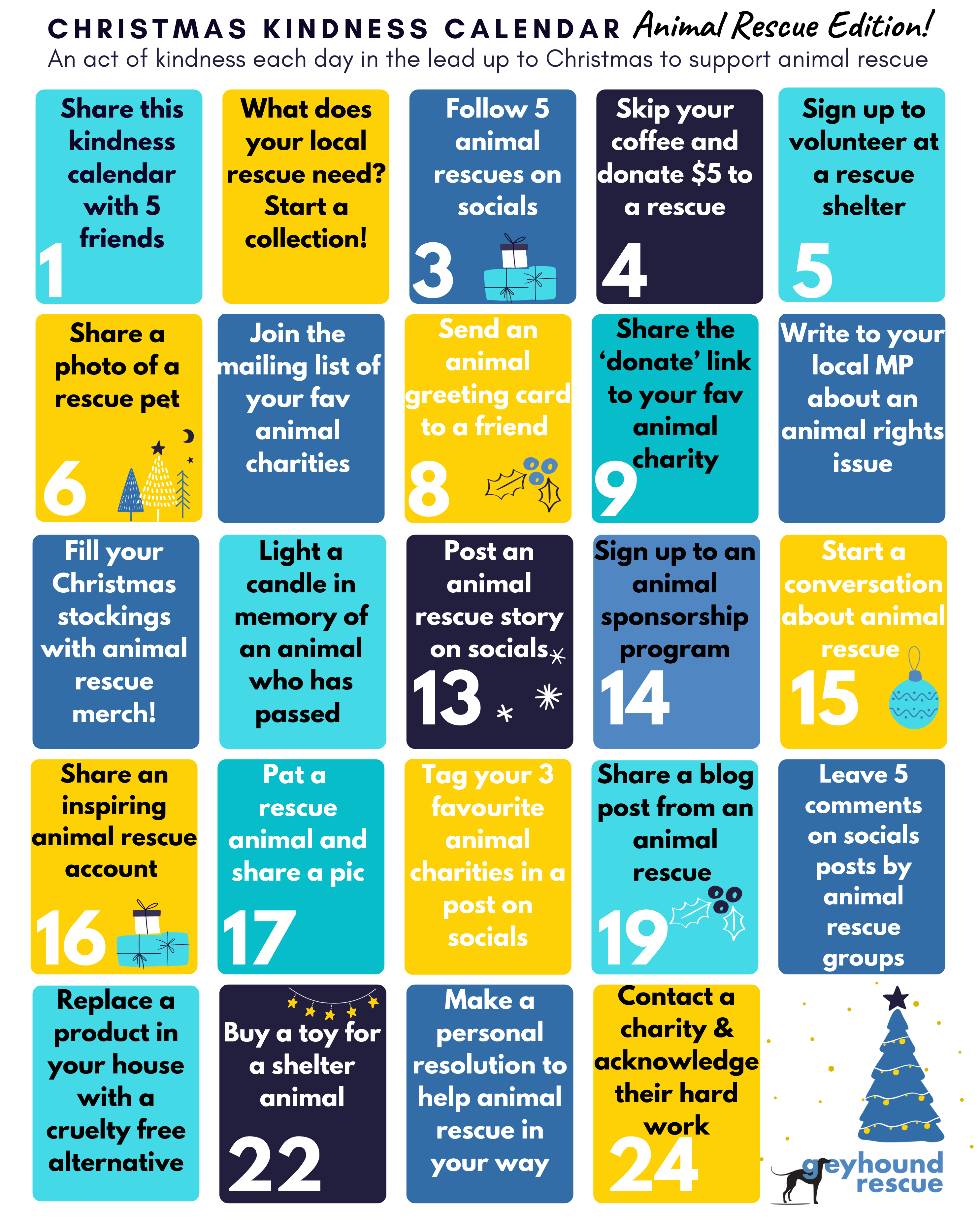 Greyhound Rescue Christmas Kindness Calendar