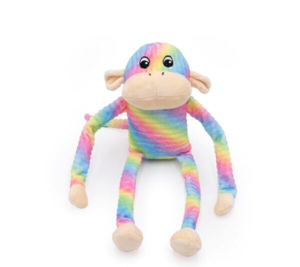 Zippy Paws Spencer the Crinkle Monkey - Large Rainbow