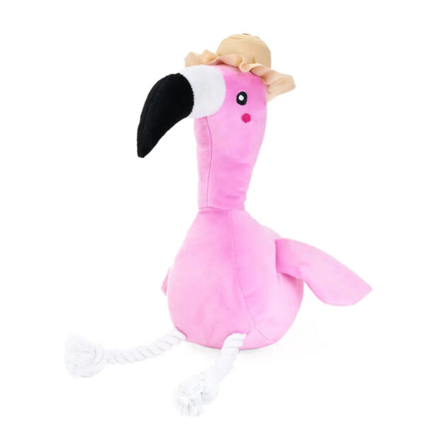 Zippy Paws Playful Pal Squeaker Rope Toy - Freya The Flamingo